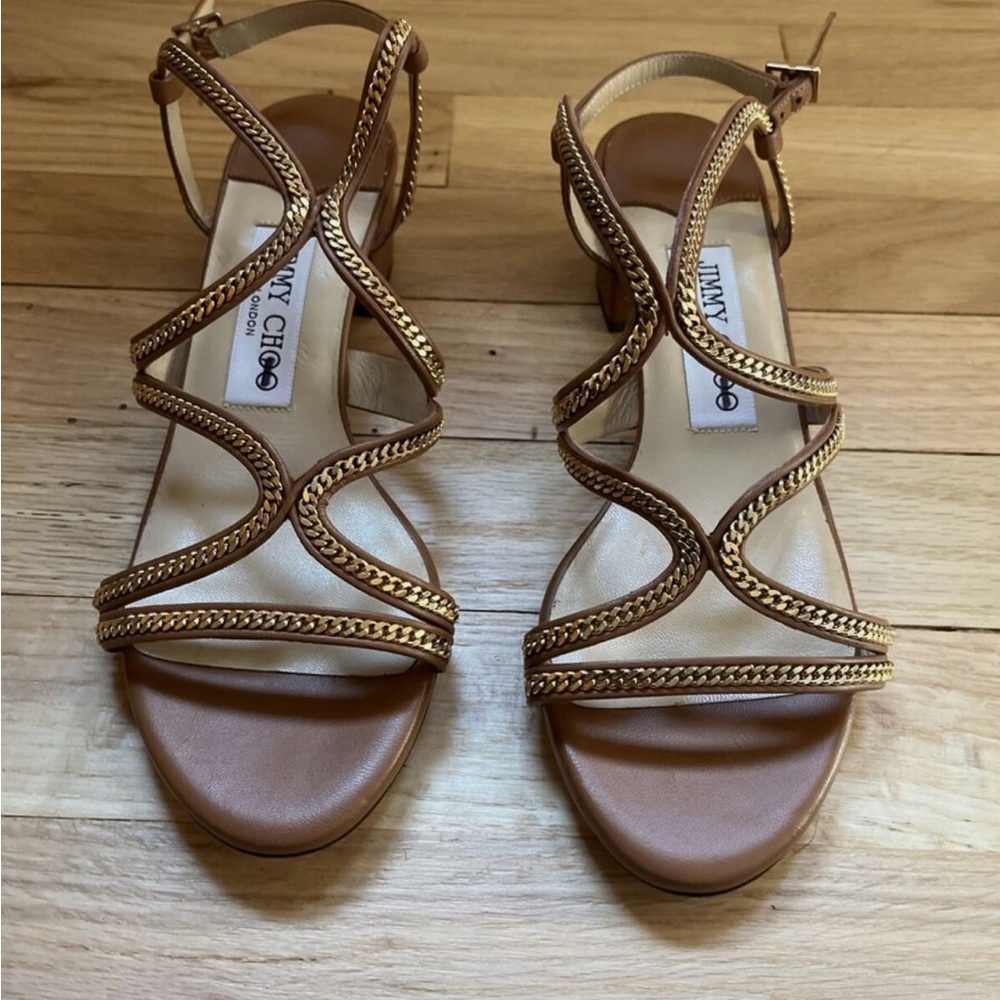 Jimmy Choo Brown Rhinestone Sandals